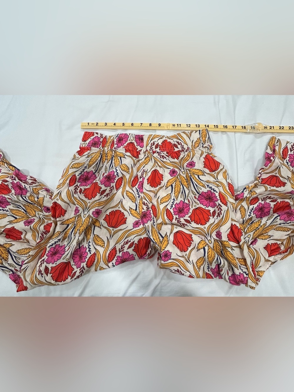 Rachel Zoe 100% Linen Floral Wide Leg Pants Size M Boho Cottagecore Summer - Picture 3 of 3